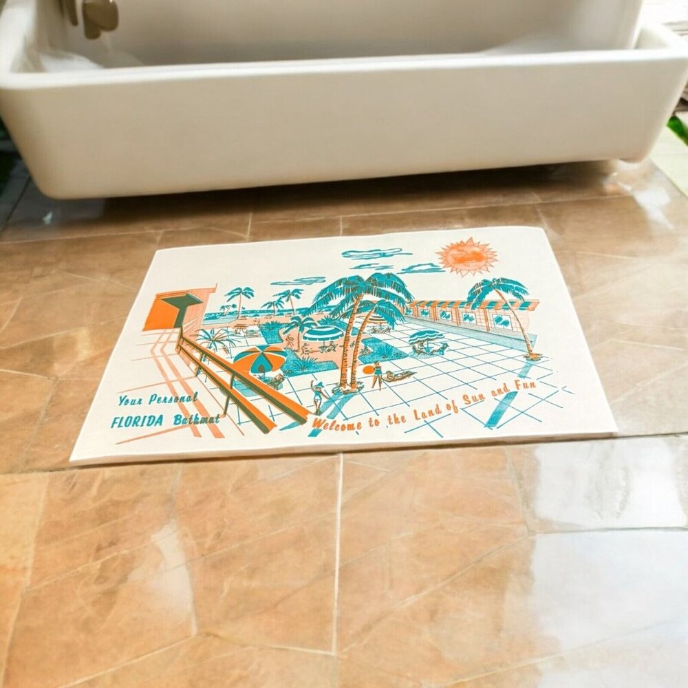20 Vintage Paper Bathmat Bath Mat Smith-Lee Co. Florida 14 1/4" x 20 1/2" - Picture 4 of 16